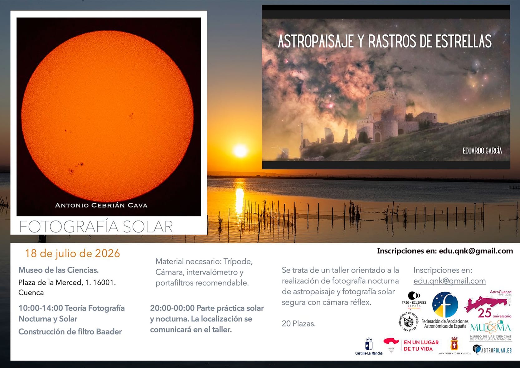 Taller de astrofotografía: captura el Sol, las estrellas y los paisajes del cielo nocturno